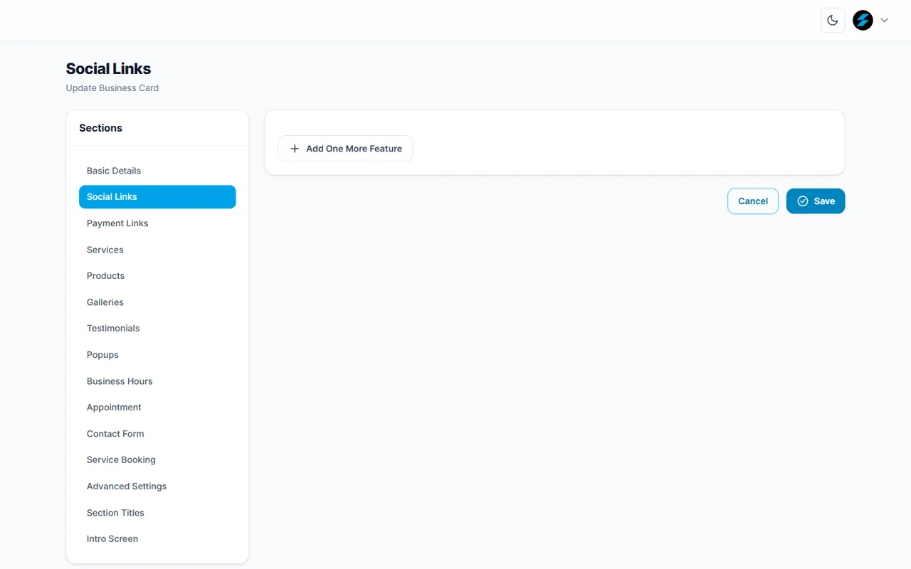Social Links section