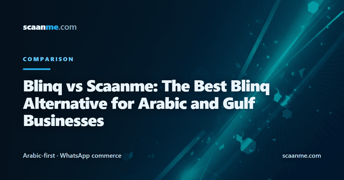 Side-by-side comparison of Blinq and Scaanme digital business card platforms for Arabic-speaking and Gulf markets