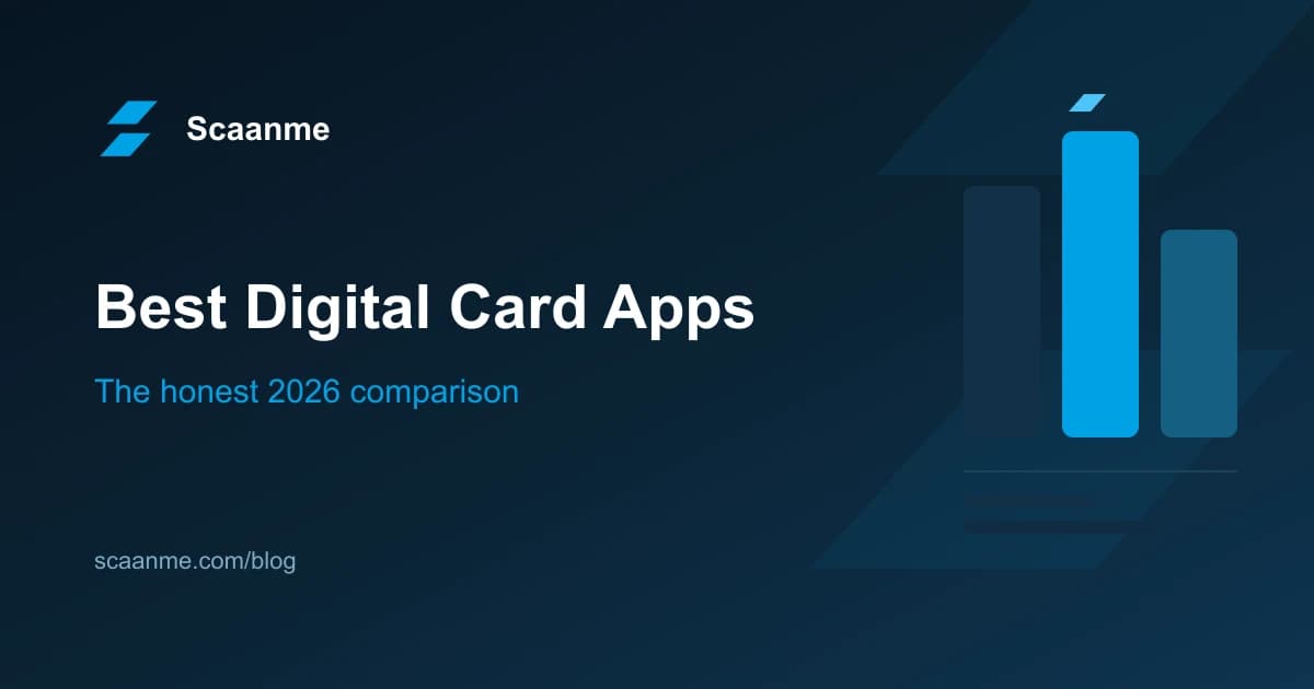 Comparison of the best digital business card apps of 2026 shown on a smartphone