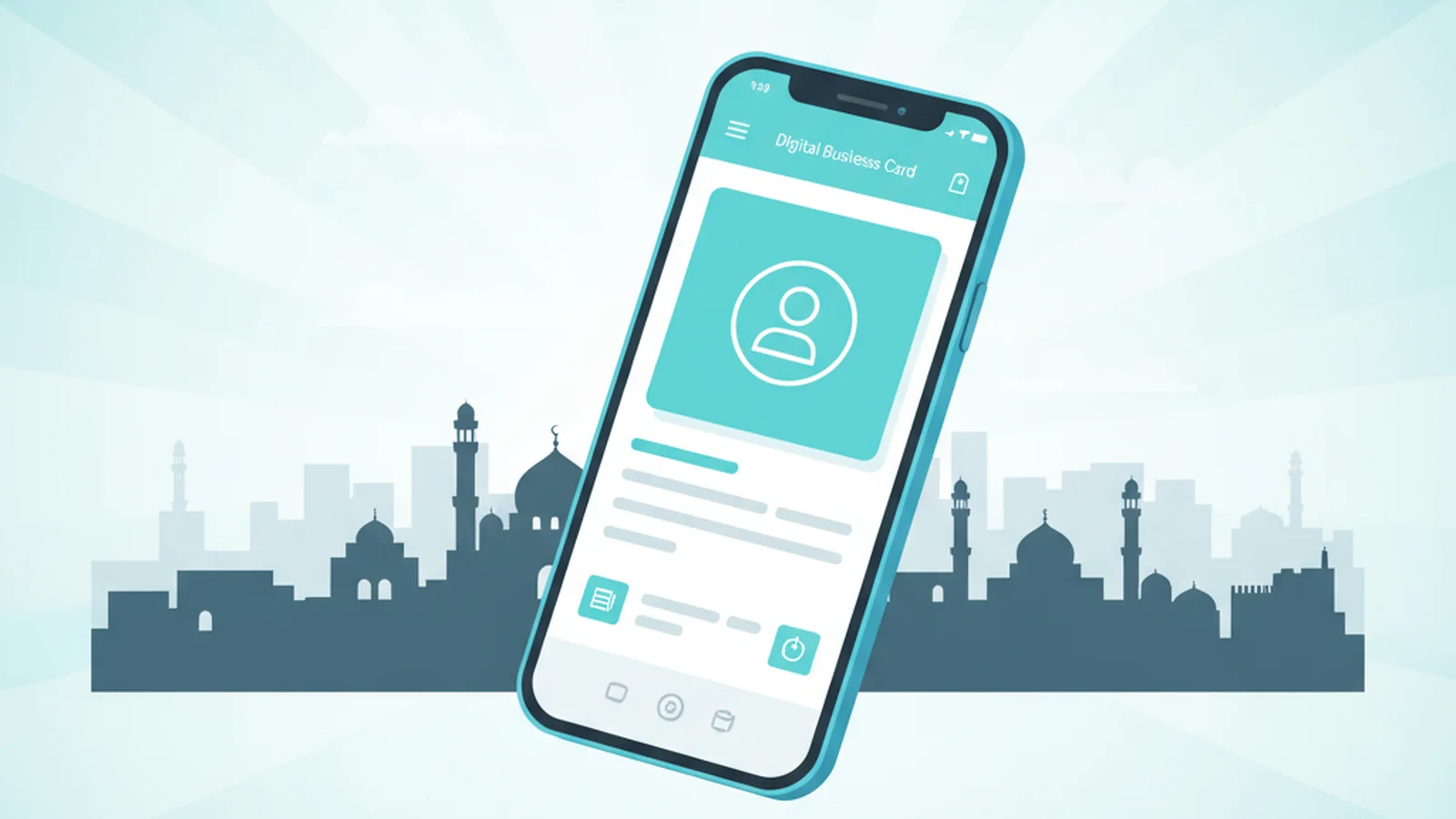A professional in Damascus, Syria, sharing their digital business card from a smartphone.