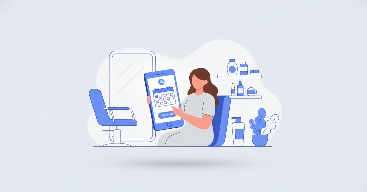 صالون تجميل في عمّان يعرض نظام حجز رقمي على هاتف العميلة