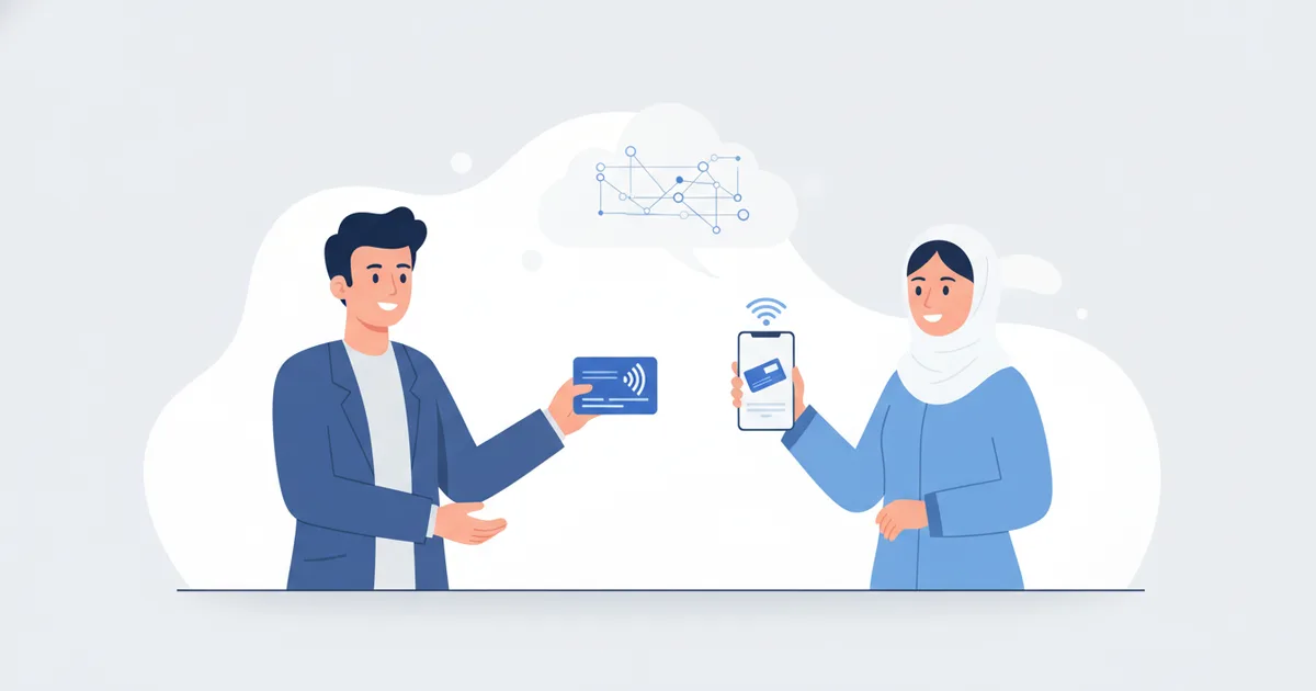 وكيل عقاري في دبي يستخدم بطاقة NFC الرقمية مع عميل