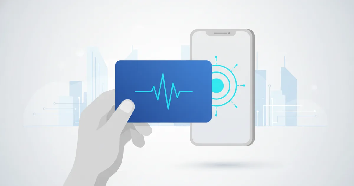 NFC business card being tapped against a smartphone