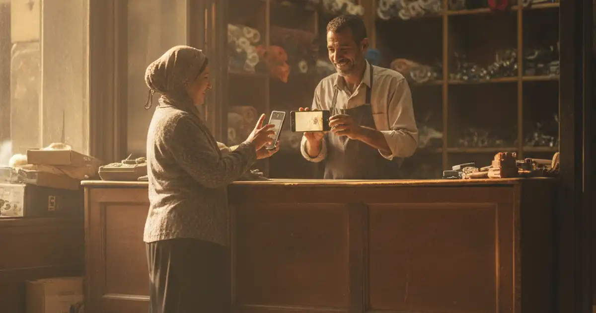 كارت فيزيت إلكتروني بيتفتح بكود QR في محل في القاهرة