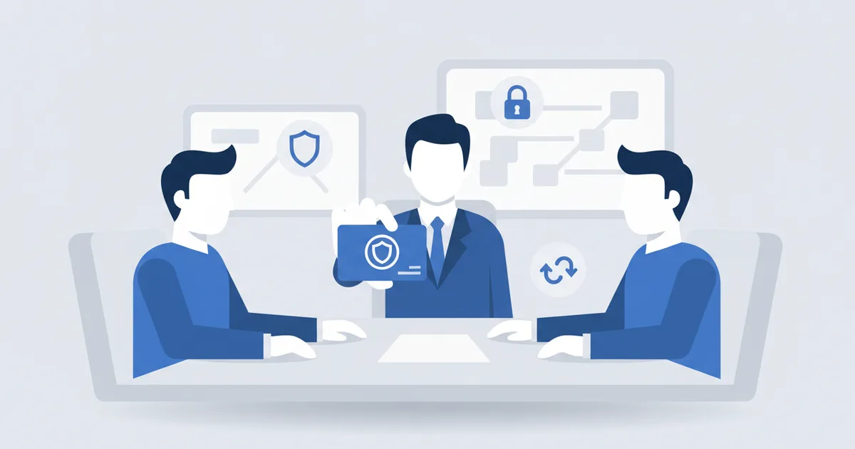 Lawyer presenting premium NFC business card in professional meeting room