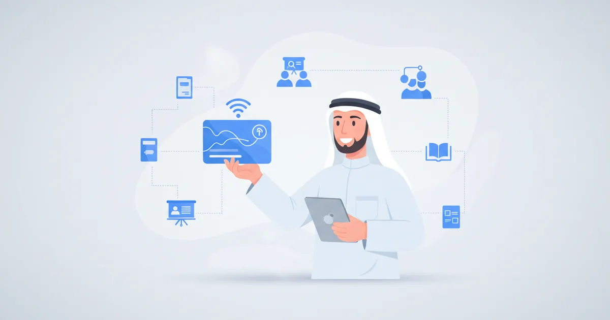 معلم ومدرب يستخدم بطاقة NFC الرقمية في العالم العربي