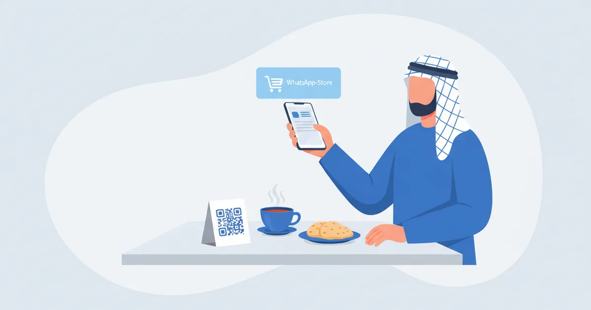 عميل في مطعم بغداد يمسح رمز QR للاطلاع على القائمة الرقمية