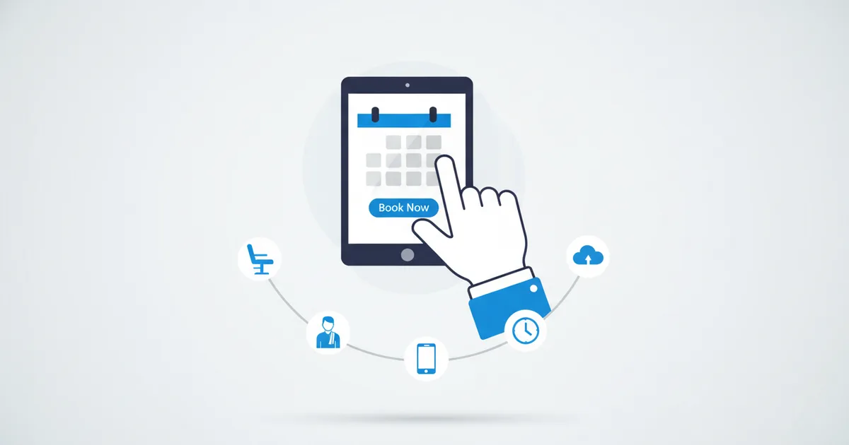 Salon client booking appointment on tablet