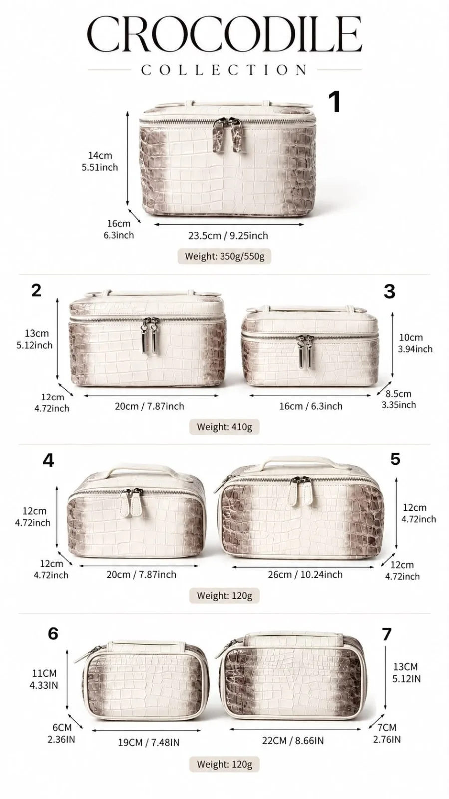 Crocodile-effect makeup & perfume bag