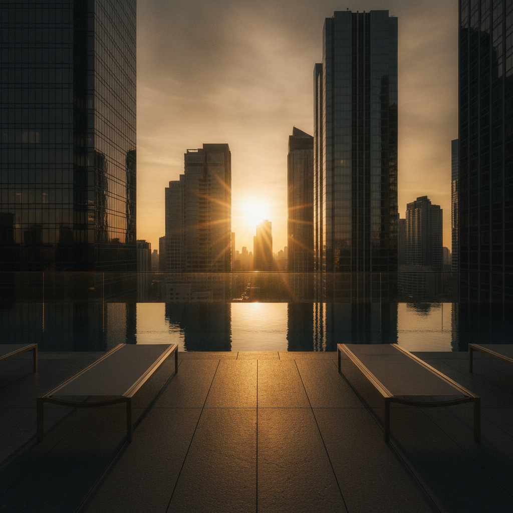 Marina penthouse — skyline at dusk