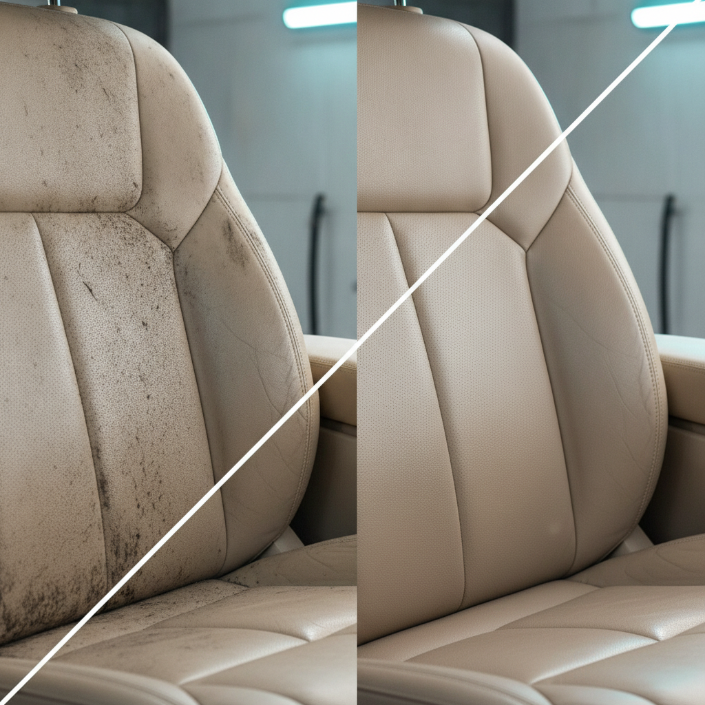 Leather restored — eight years of wear, gone