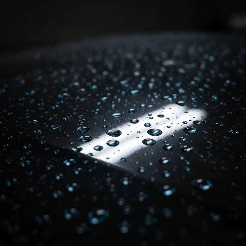 Hydrophobic beading on a fresh coat